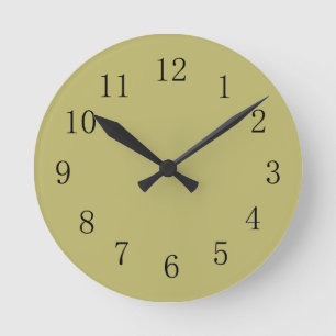 Dark Khaki Green Colour Wall Clock