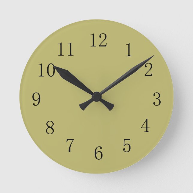 Dark Khaki Green Earth Color Wall Clock (Front)