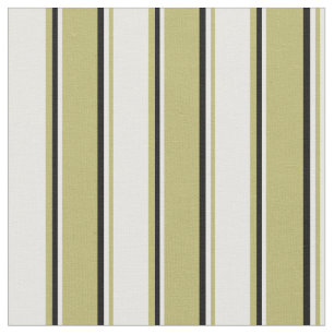 Dark Khaki, Mint Cream & Black Coloured Stripes Fabric