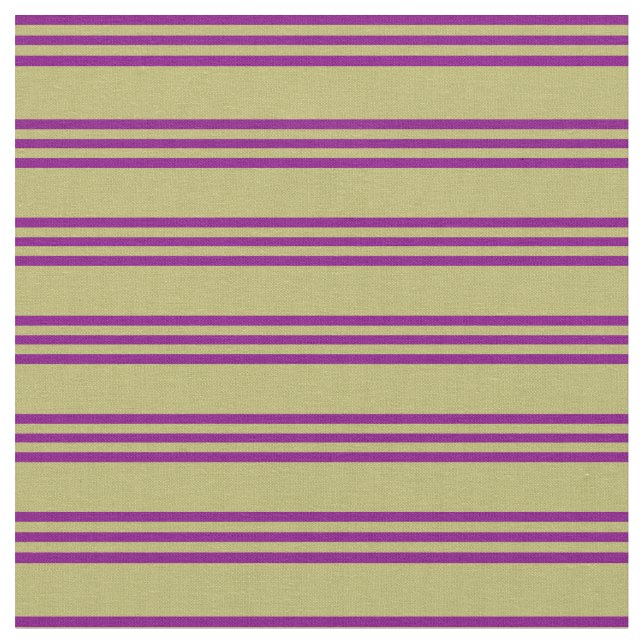 Dark Khaki & Purple Coloured Pattern of Stripes Fabric (Close Up)