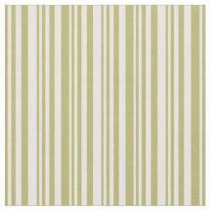 Dark Khaki & White Lines Pattern Fabric