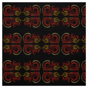 Dark Khokhloma Fabric