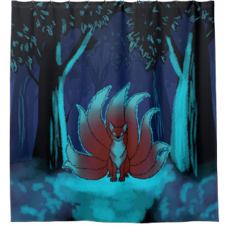 Dark Kitsune Forest Shower Curtain