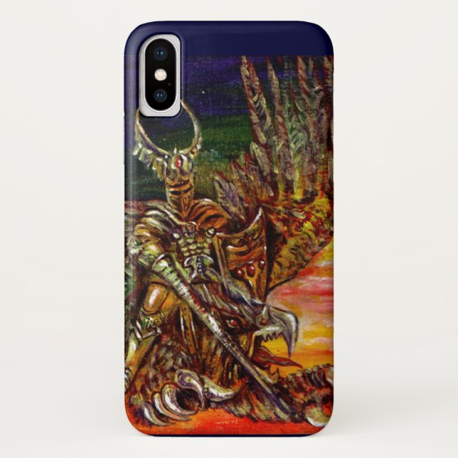 DARK KNIGHT AND DRAGON Fantasy Case-Mate iPhone Case (Back)