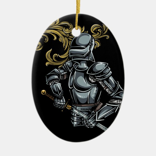 Dark Knight Armour Ceramic Tree Decoration (Front)