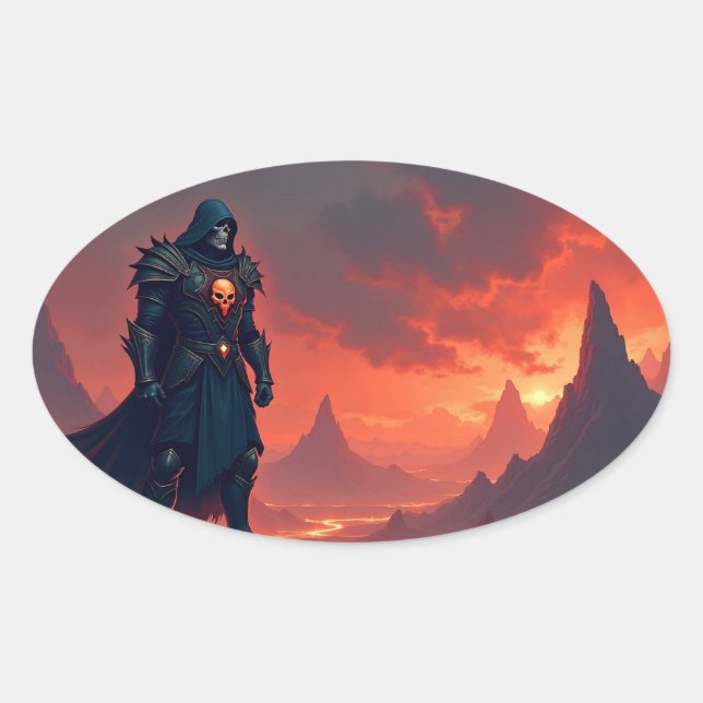 Dark Knight of Flame Oval Sticker (Front)