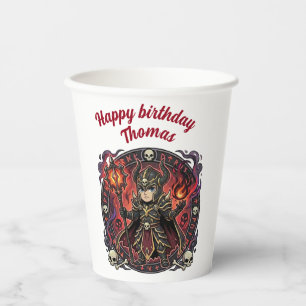 Dark Knight RPG Warrior Anime Chibi Gamer Birthday Paper Cups