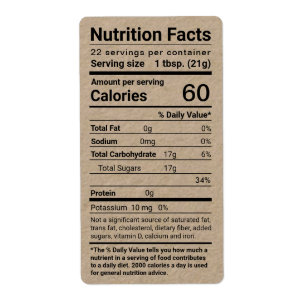 Dark Kraft Honey Nutrition Facts Shipping Label
