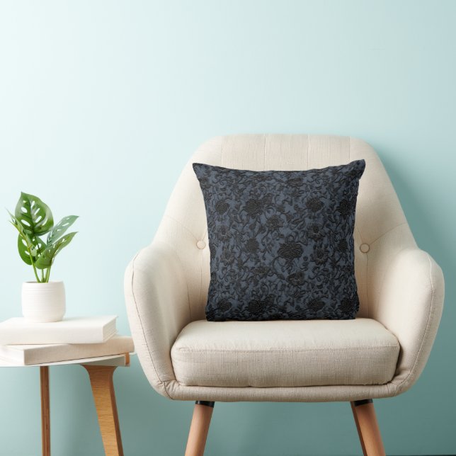 Dark Lace Flower Pattern Cushion (Chair)
