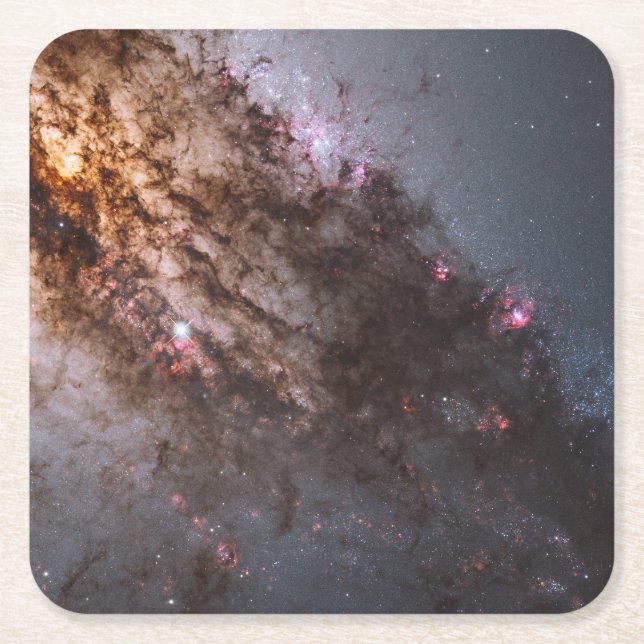 Dark Lanes Of Dust Crisscross Centaurus A Galaxy. Square Paper Coaster (Front)