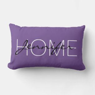 Dark lavender colour home monogram lumbar cushion