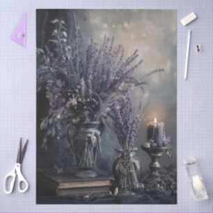 Dark Lavender Floral Bouquet for Decoupage Tissue Paper