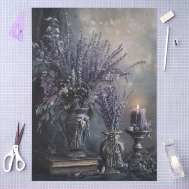 Dark Lavender Floral Bouquet for Decoupage Tissue Paper (Craft)