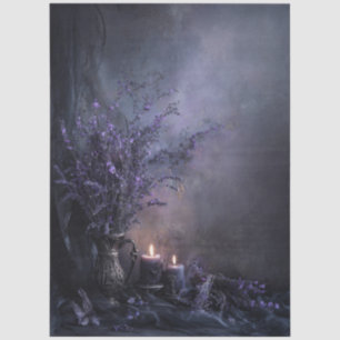 Dark Lavender Floral Bouquet for Decoupage Tissue Paper