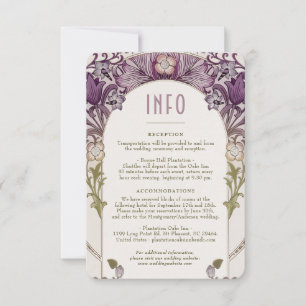 Dark Lavender Wedding INFO William Morris Invitation