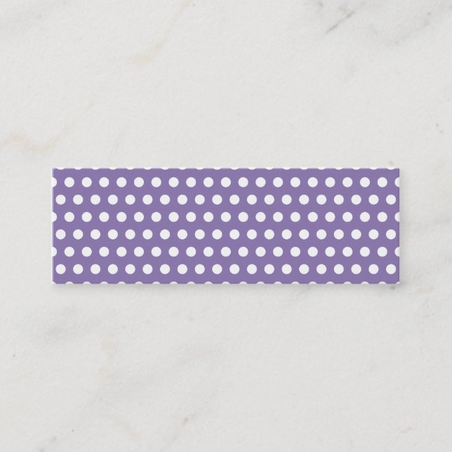 Dark Lavender with White Polka Dots Mini Business Card (Front)