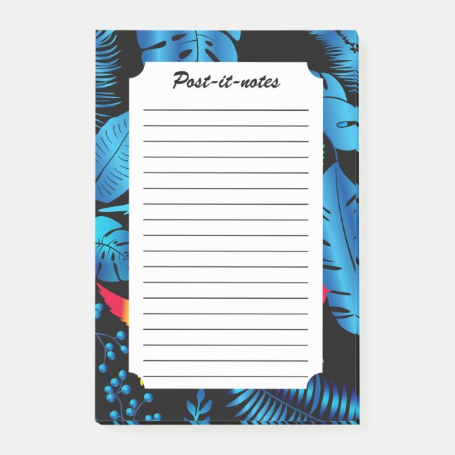 Dark Leafy Summer Tropical Hummingbirds Post-it Notes (Front)