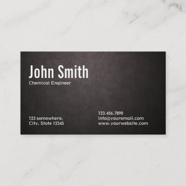 Dark Leather Chemical Engineer Business Card (Front)
