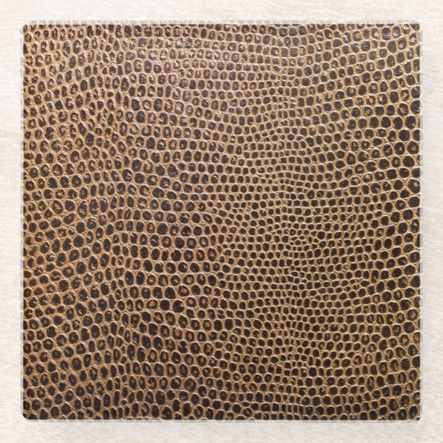 Dark Leather: Elegant Simple Background Glass Coaster (Front)