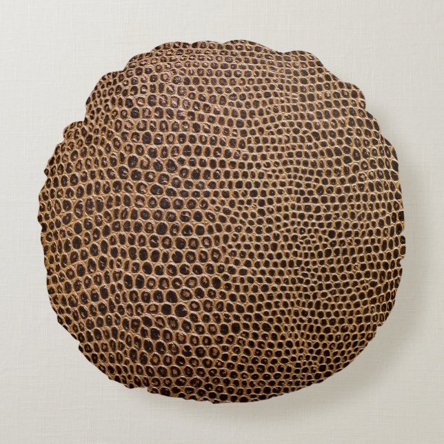 Dark Leather: Elegant Simple Background Round Cushion (Front)