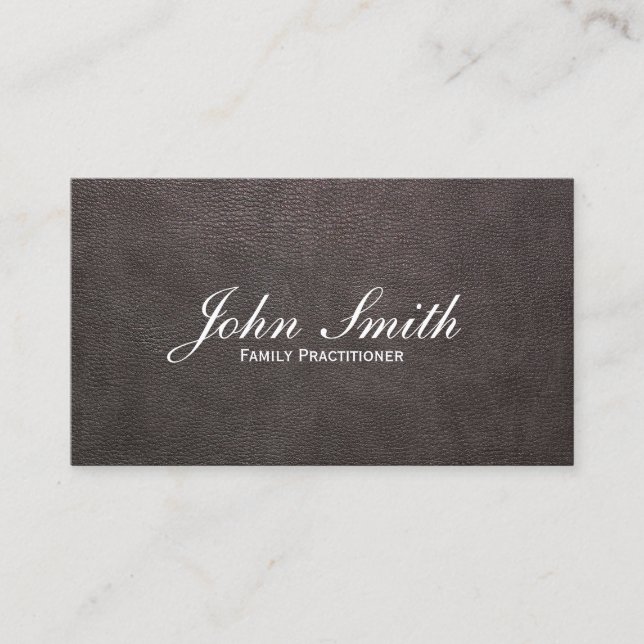Dark Leather Family Practitioner Business Card (Front)