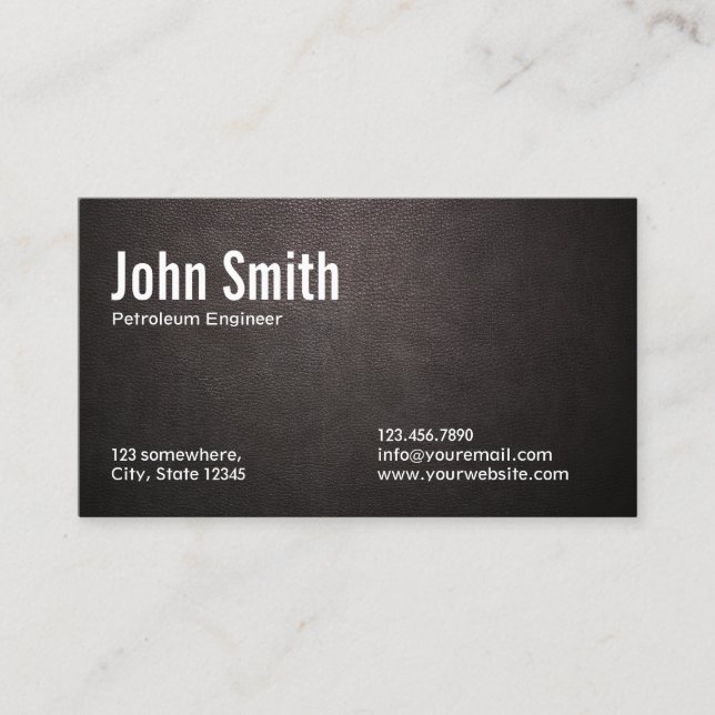 Dark Leather Petroleum Engineer Business Card (Front)