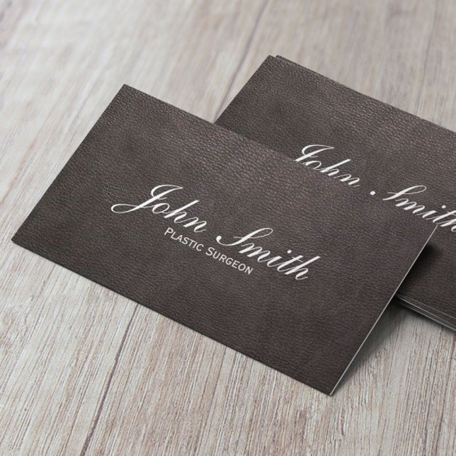 Dark Leather Plastic Surgeon Business Card (Creator Uploaded)