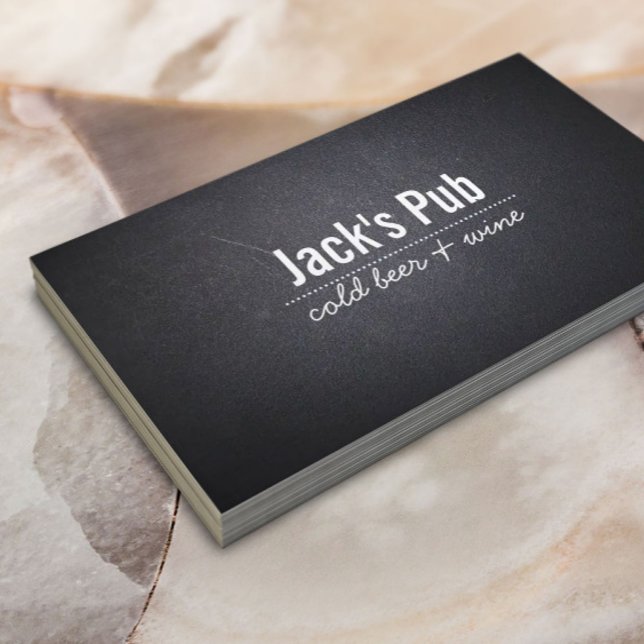 Dark Leather Texture Beer Bar/Pub Business Card (Creator Uploaded)