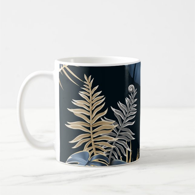 dark leaves tropic plants  coffee mug (Left)