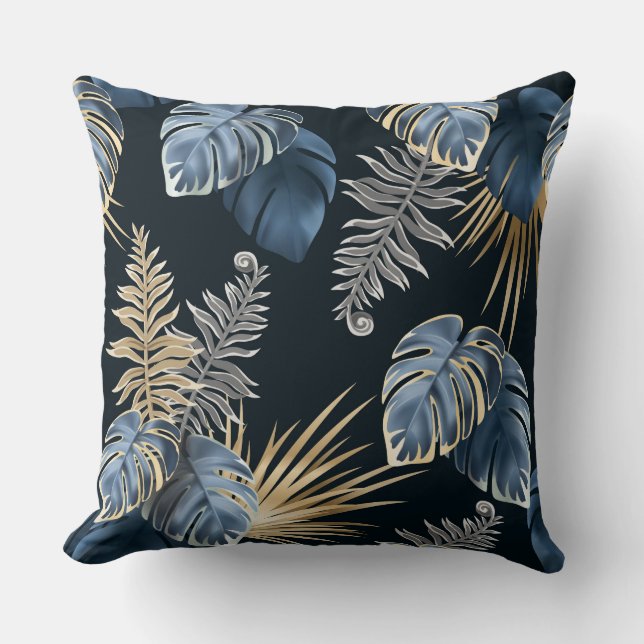 dark leaves tropic plants cushion (Front)