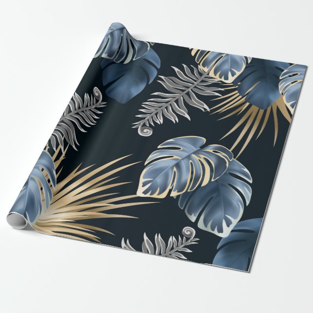 dark leaves tropic plants   wrapping paper (Unrolled)