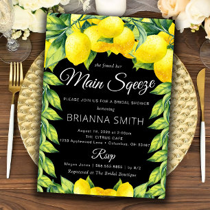 Dark Lemon Bridal Shower invitation main squeeze