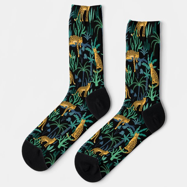 Dark Leopard Jungle  Socks (Left)