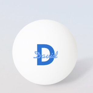 Dark & Light Blue White Editable Name Monogram Ping Pong Ball