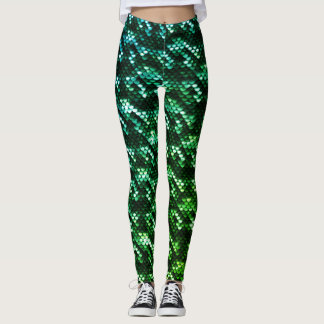 Dark & Light Green Mermaid Scales Leggings