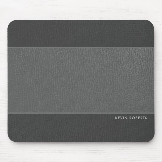 Dark & Light-Grey Faux Leather Mouse Mat (Front)