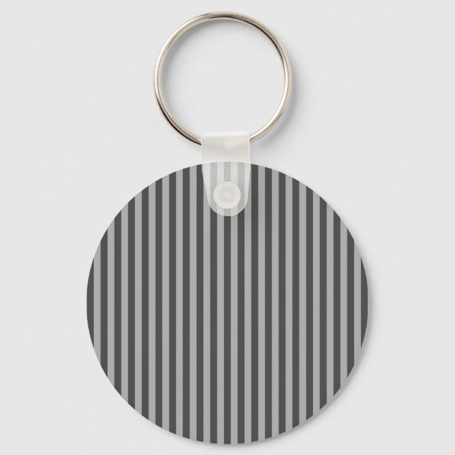 Dark Light Grey Vertical Lines Geometric Stripes Key Ring (Front)