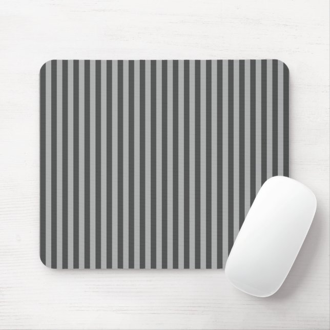 Dark Light Grey Vertical Lines Geometric Stripes Mouse Mat (With Mouse)
