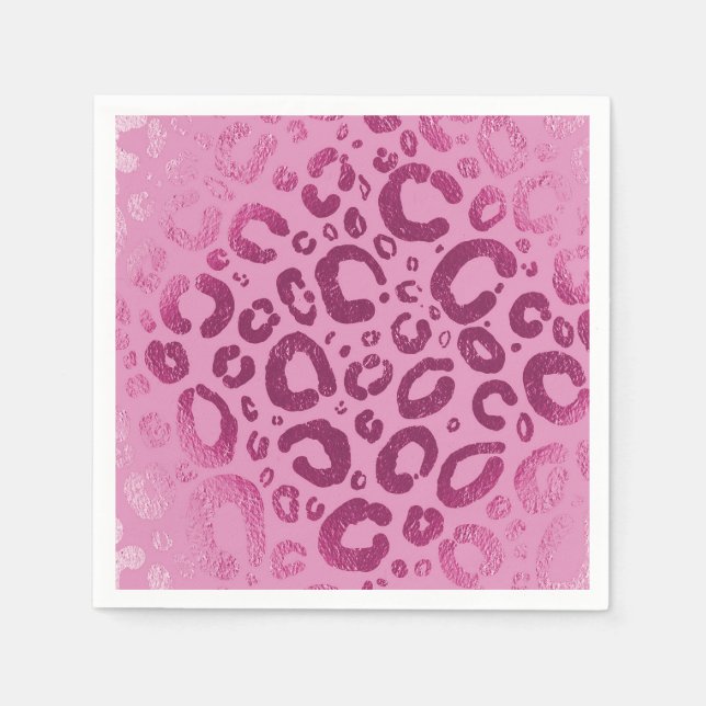 Dark & Light Pink Glam Leopard Print Party Napkin (Front)