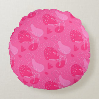 Dark & light pink print  round cushion
