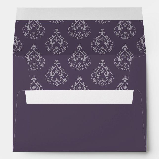 Dark Lilac Damask Pattern Envelope (Back (Bottom))