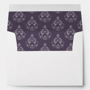 Dark Lilac Damask Pattern Envelope
