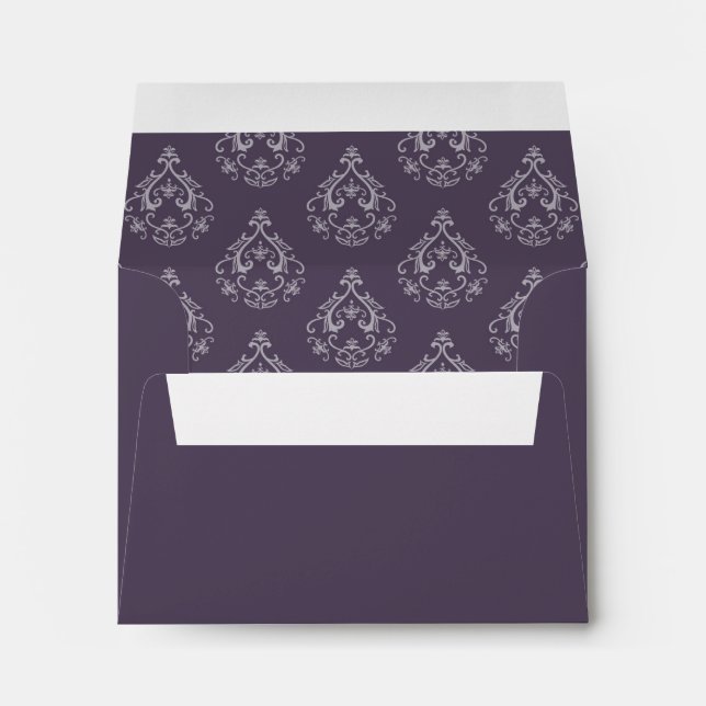 Dark Lilac Damask R.S.V.P. return envelope (Back (Bottom))