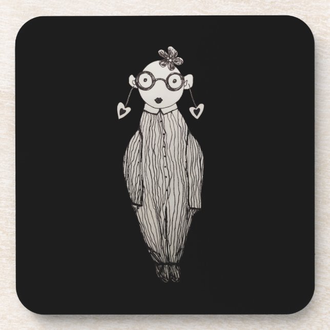 Dark lipstick and wearing glasses  coaster (Front)