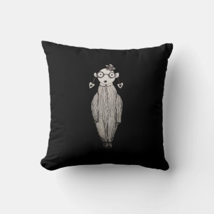 Dark lipstick and wearing glasses cushion