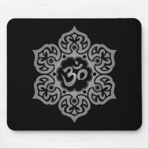 Dark Lotus Flower Om Mouse Mat