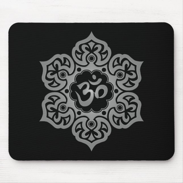 Dark Lotus Flower Om Mouse Mat (Front)