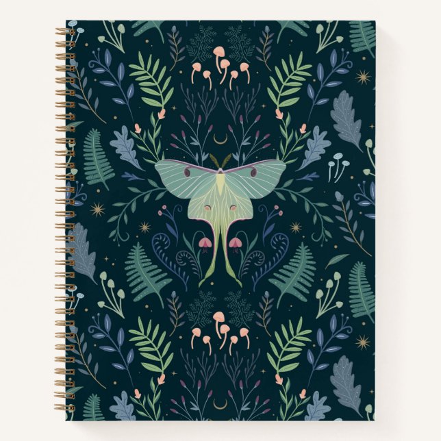 Dark Luna Moth Botanical Journal  (Front)