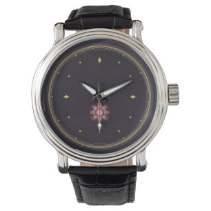 Dark Luxury Floral Watch Rose Gold Botanical Dia