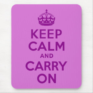 Dark Magenta and Orchid Keep Calm and Carry On Mouse Mat
